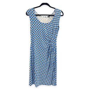 Ann Taylor Blue Pattern Gorgeous Dress Size 2 Cap Sleeve U-Neck Dress